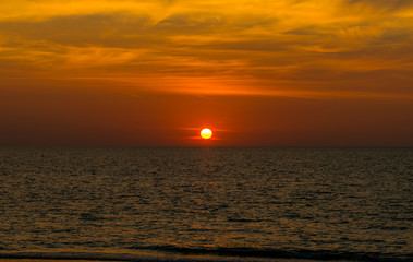 Landscape of paradise tropical island beach, sunrise shot