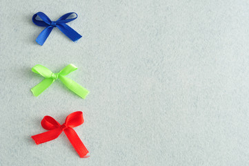 Three colorful bows isolated on a white background
