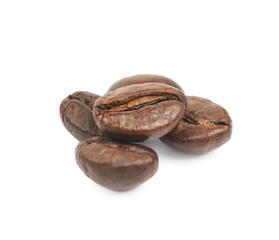 Pile of roasted coffee beans isolated