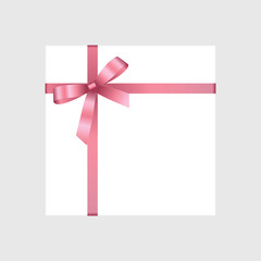 Vector White Square Gift Box with Shiny Pink Satin Bow