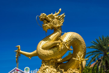 Fototapeta premium Golden Dragon Landmarks At Phuket, Thailand