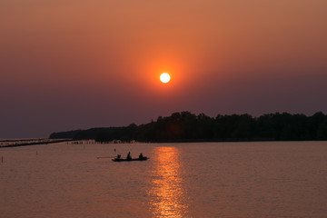Beautiful sun over the tea, sunset shot