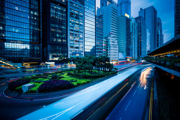 urban traffic with cityscape in Nanchang,China.