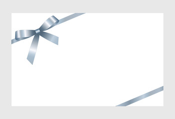 Gift Card With Blue Ribbon And A Bow on white background.  Gift Voucher Template.  Vector image.