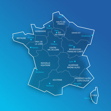 Carte de France 13 régions (nouveaux noms)