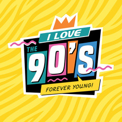 The 90's style label. Vector illustration.