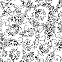 Indian floral seamless pattern in batik style