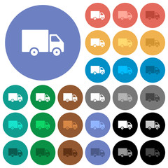 Delivery truck round flat multi colored icons