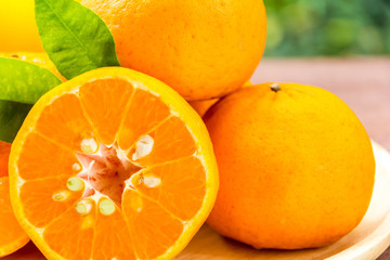 Orange juice on a wooden table