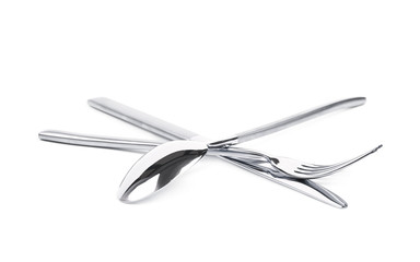 Knife, fork and spoon composition isolated