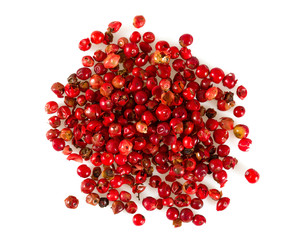 red peppercorns isolated on white background