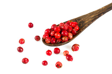 red peppercorns isolated on white background