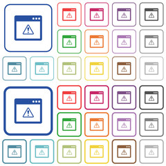 Application warning outlined flat color icons