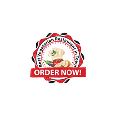 Best vegetarian Restaurant in Town. Order now! - print sticker / label / stamp for food advertising / catering industry. 