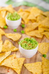 Tortilla chips peas dip
