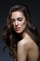 Naklejka premium Beautiful girl with long heathy thick hair
