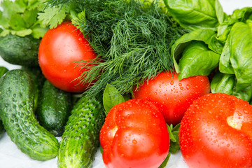 Fresh wet home grown vegetables