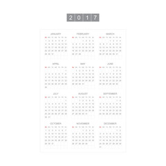 Calendar for 2017 Year. Week starts monday. Vector template for business graphics.