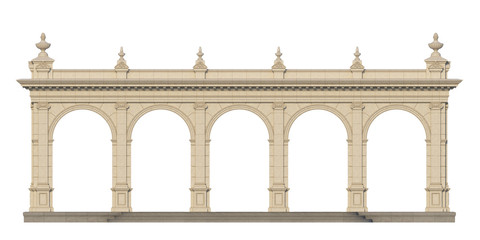 arcade with ionic pilasters in classic style. 3d render - obrazy, fototapety, plakaty
