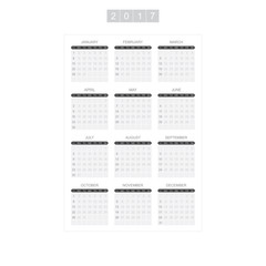Calendar for 2017 Year. Week starts monday. Vector template for business graphics.