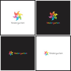 Vector eps logotype or illustration children education center in outline style