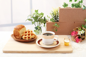 美味しいワッフルとコーヒー
