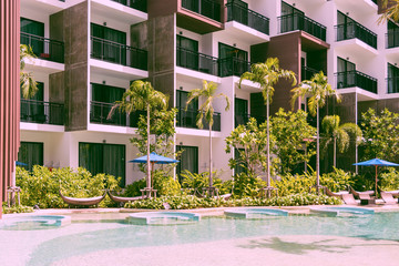 condominium and swiming pool life of City people in modern town