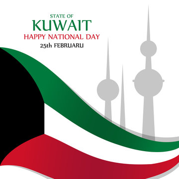 State of Kuwait Happy National Day greeting card. Vector illustration.