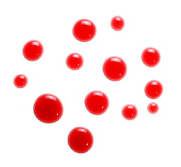 Blood stains isolated on white background, with clipping path