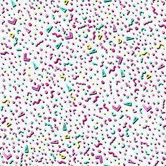 Vector falling confetti party seamless pattern. Pop art fashion festival abstract background.