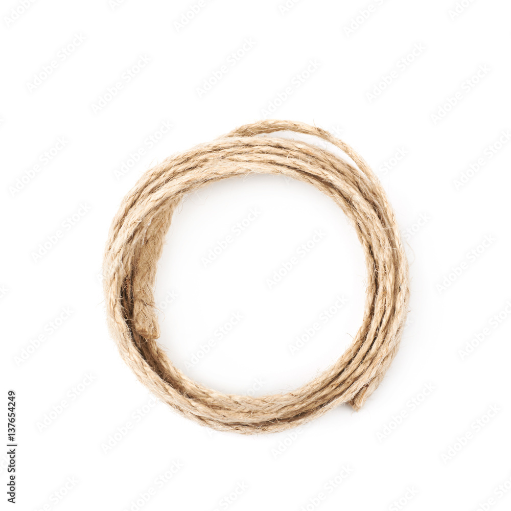 Wall mural pile of a linen rope string isolated