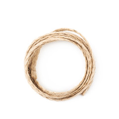 Pile of a linen rope string isolated