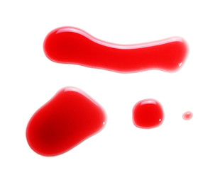 Blood stains isolated on white background, with clipping path