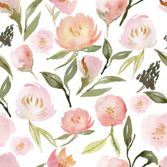 watercolor flower seamless backround - 137655407