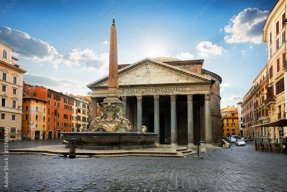 Wall mural pantheon on piazza