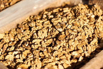 Walnut kernels on display at marktet