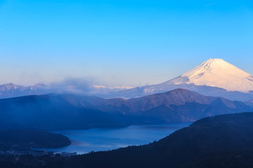 Fototapeta na wymiar Mountain Fuji winter in morning.
