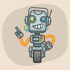 Fototapeta premium Robot Smiling and Points Finger