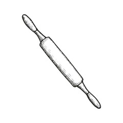 rolling pin kitchen sketch vector illustration isolated