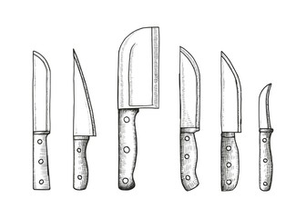 knife set sketch vector illustration isolated