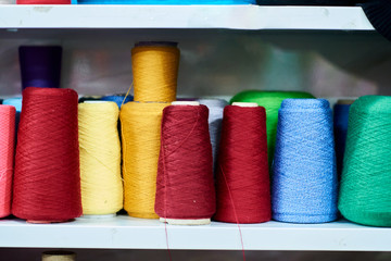 Multiple colorful yarn coils