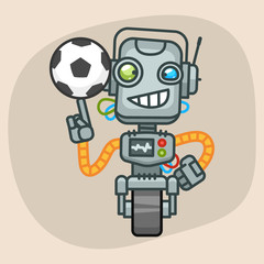 Obraz na płótnie Canvas Robot Holds Soccer Ball
