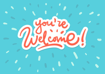 You are welcome vector lettering logo postcard splash