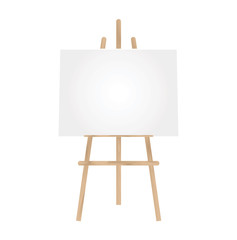 3D illustration  blank canvas on a wooden easel isolated on a  white background. Vector image.
