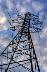  high-voltage  power lines. electricity distribution station.