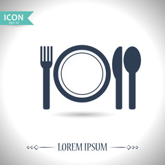 Knife, fork and plate icon
