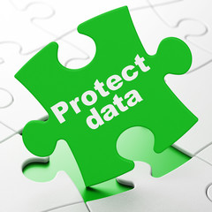 Security concept: Protect Data on puzzle background