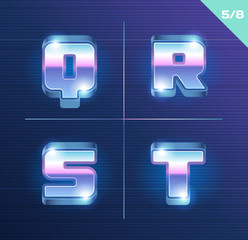 Vector 80's style metallic alphabet.