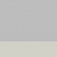 Blank brick wall.   Empty space with parquet floors. Mock-up template for display or montage of product. Studio or office blank space. Vector image.