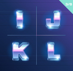 Vector 80's style metallic alphabet.